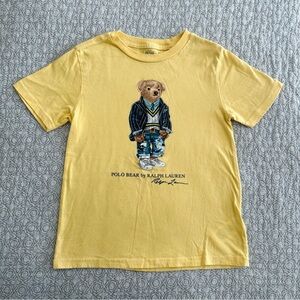 POLO Ralph Lauren Boys T-shirt Yellow Polo Bear Graphic Tee Size 7